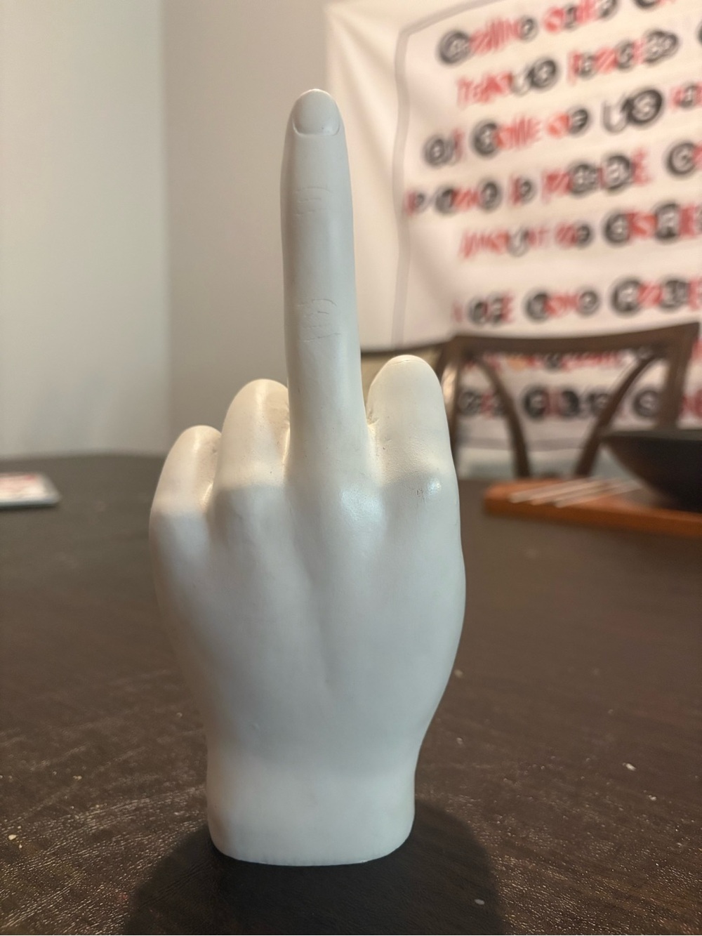 White Ceramic Middle Finger Sculpture